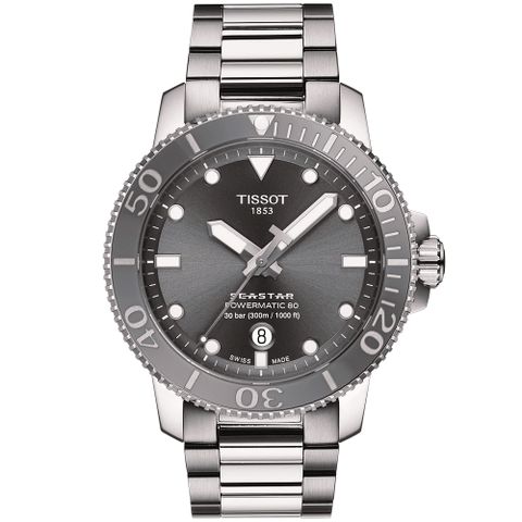 618購物節★送好禮TISSOT 天梭 Seastar 1000 海洋之星300米潛水機械錶-灰/43mm T120.407.11.081.01