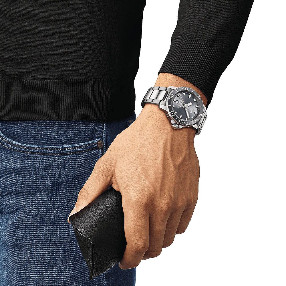 TISSOT 天梭 Seastar 1000 海洋之星300米潛水機械錶-灰/43mm T1204071108101