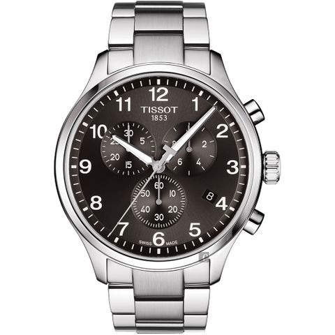 24小時快速出貨TISSOT 天梭 韻馳系列 Chrono XL計時手錶-灰x銀/45mm T1166171105701