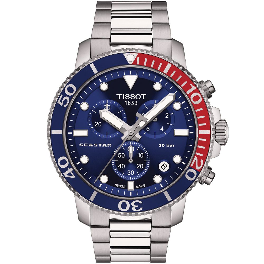 TISSOT 天梭 官方授權 Seastar 1000 海洋之星 可樂圈 300米潛水計時錶-45mm T1204171104103