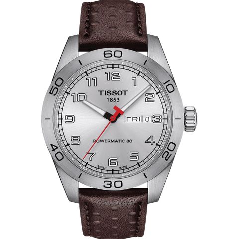 TISSOT 天梭 官方授權 PRS 516 賽車機械錶-銀x咖啡/42mm T1314301603200