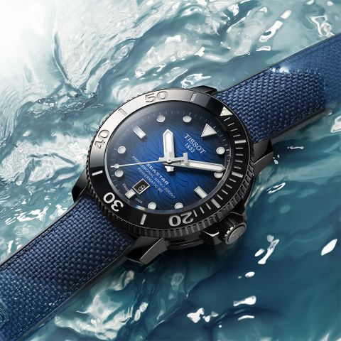 原廠公司貨，送時尚懷錶TISSOT 天梭 官方授權 Seastar 2000海洋之星陶瓷600米潛水錶/藍/46mm/T1206073704100