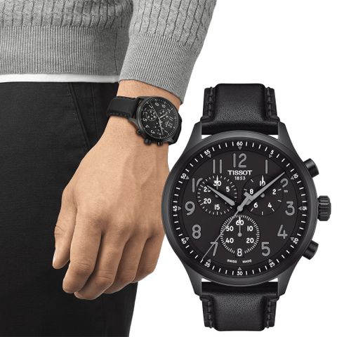 618購物節★送好禮TISSOT 天梭 韻馳系列 Chrono XL計時手錶-黑/45mm T116.617.36.052.00