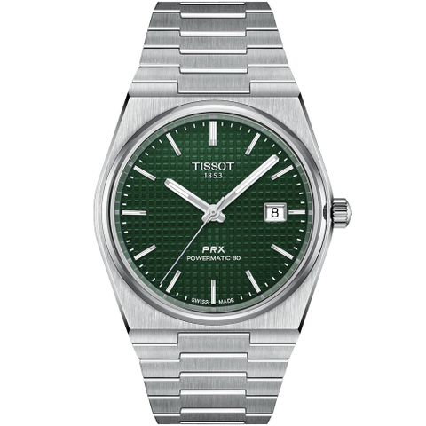 TISSOT 天梭 官方授權 PRX 系列 70年代復刻機械錶-綠/40mm T137.407.11.091.00