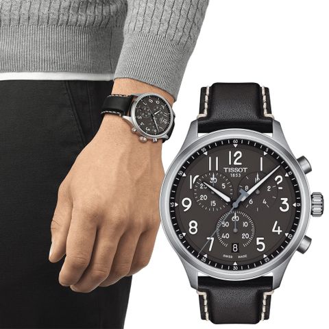 618購物節★送好禮TISSOT 天梭 韻馳系列 Chrono XL計時手錶-黑x銀/45mm T116.617.16.062.00