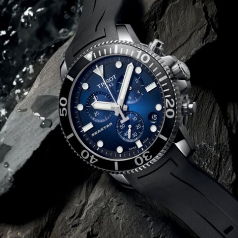 618一起狂歡🔹瘋狂送好禮TISSOT 天梭 SEASTAR1000海星系列 300m 潛水計時腕錶 禮物推薦 畢業禮物 45.5mm / T120.417.17.041.00