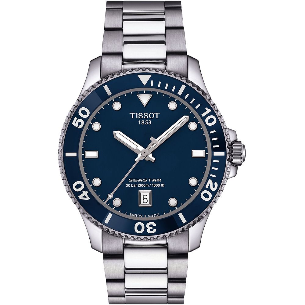 TISSOT 天梭   Seastar 1000海洋之星300米潛水錶/藍/40mm/T1204101104100