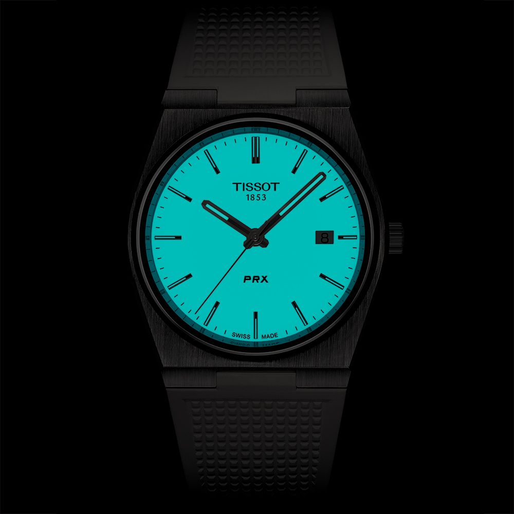 TISSOT 天梭 官方授權 PRX系列 夜光版70年代復刻手錶-白/40mm T1374101701100