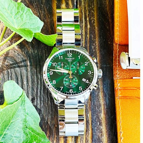 TISSOT 天梭 韻馳系列 XL 三眼計時碼錶腕錶-T1166171109200-綠 45mm