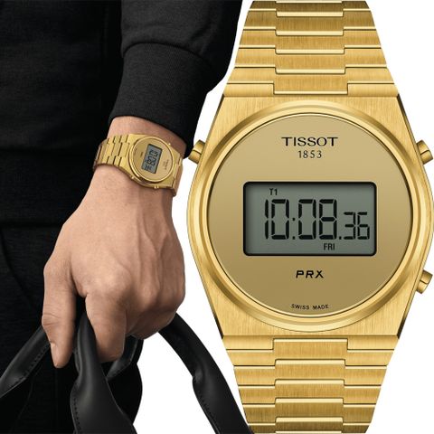 TISSOT 天梭 坤達配戴款 官方授權 PRX Digital 數位石英手錶-40mm(T1374633302000)