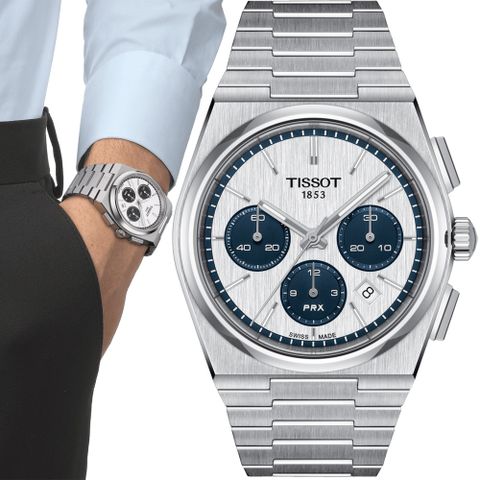 TISSOT 天梭 PRX系列 熊貓 70年代復刻計時機械錶-42mm T1374271101101