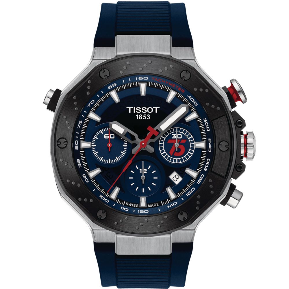 TISSOT 天梭 官方授權 MOTOGP 75周年限量 三眼計時機械錶 男錶 手錶-T1414272704100