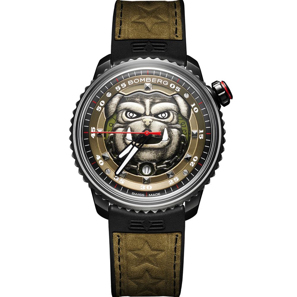 BOMBERG 炸彈錶   BB-01龐克鬥牛犬 大三針機械錶-軍綠色/43mm CT43APBA.32-1.11