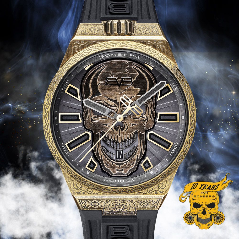 BOMBERG 炸彈錶 BOLT-68 NEO系列 十週年紀念骷髏機械腕錶 青銅色版本_BF43APBR.08-4.12