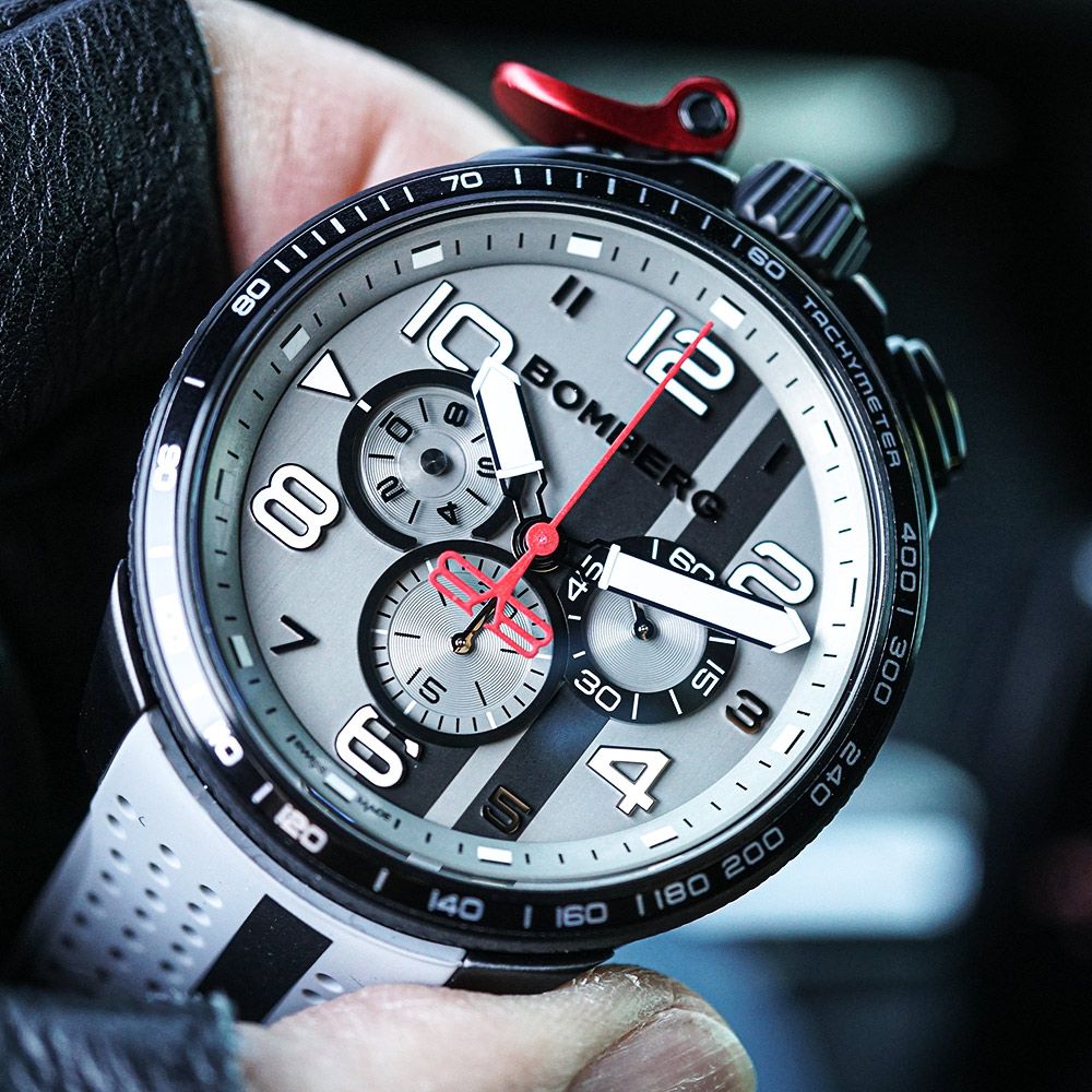 BOMBERG 炸彈錶   Bolt-68 Racing 水泥灰XL 復古賽車計時手錶 BS45CHPBA.059-14.12