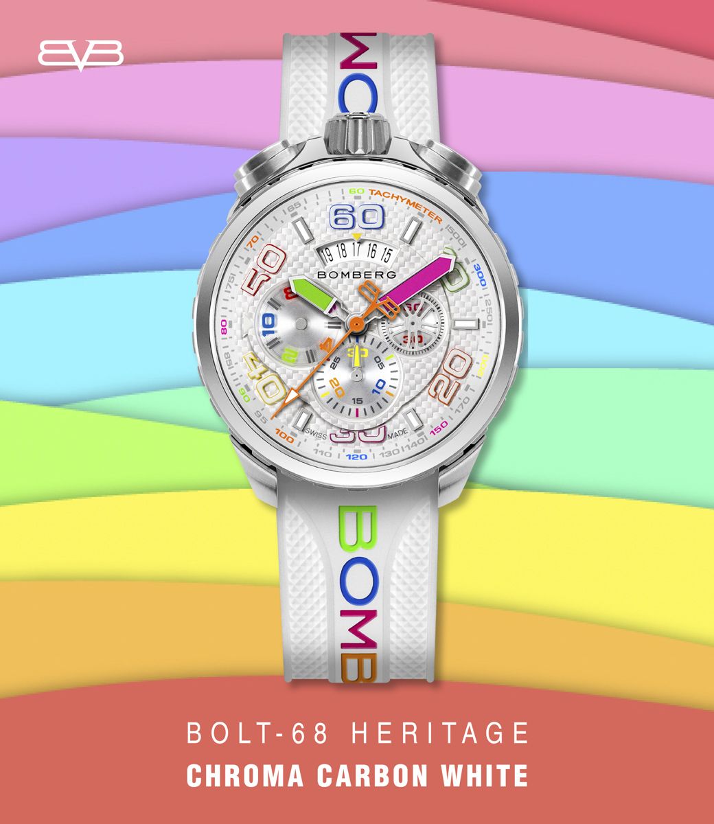 TACHYMETER 60   16 MBERG1701BO10 9525SWISS15120MADE150BOMBBOLT68 HERITAGECHROMA CARBON WHITE