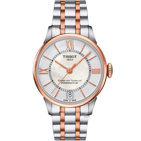 TISSOT 天梭 官方授權 杜魯爾 80小時動力都會機械女錶(T0992072211802)32mm