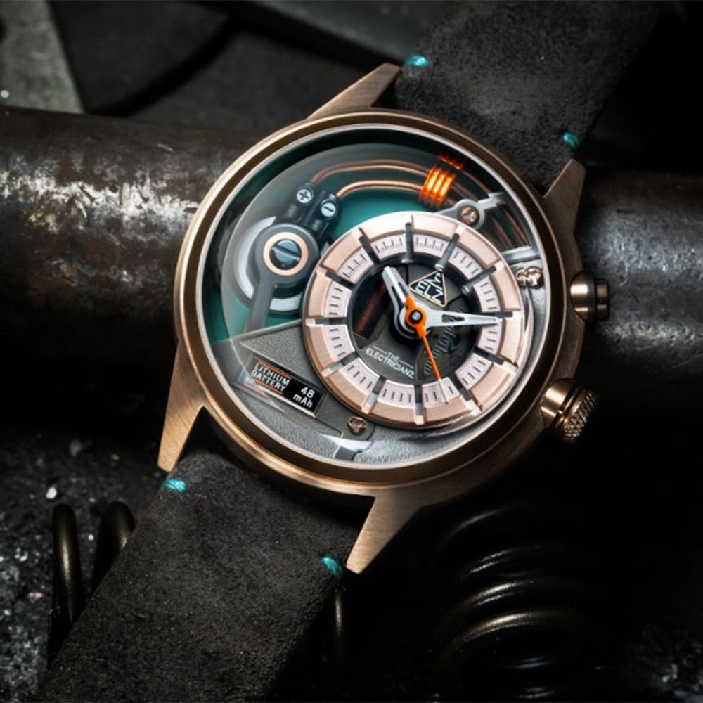 THE ELECTRICIANZ   Steel Cazino 45mm玫瑰金色 獨家電路發光手錶-ZZ-A3C/04-CLC