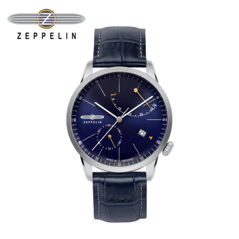 【齊柏林飛船錶 Zeppelin】水平線藍盤動力儲存機械錶 40mm 男/女錶 自動上鍊 73663