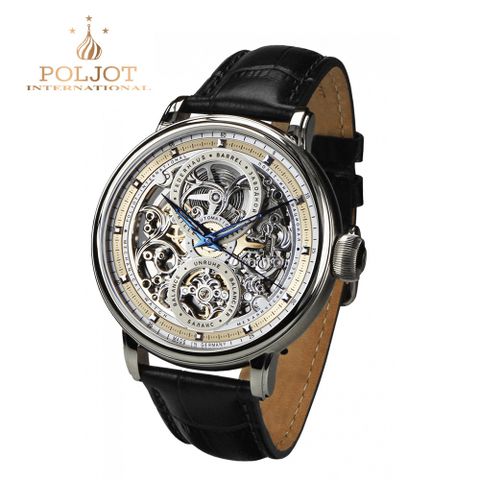 POLJOT 寶傑 德國錶 7500.1940712 冬宮皇家鏤空香檳盤機械錶 43mm 男/女錶