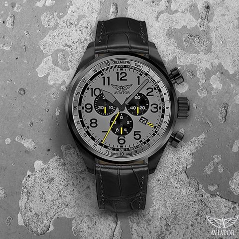 瑞士 AVIATOR AIRACOBRA P45 CHRONO 飛行風格計時腕錶-V.2.25.5.174.4
