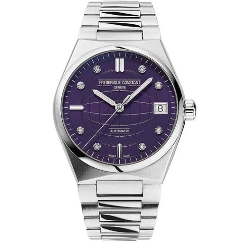 即將漲價↗手刀搶購CONSTANT 康斯登 Highlife 紫色版 鑽石機械女錶-34mm 附贈橡膠錶帶乙只(FC-303PD2NH6B)