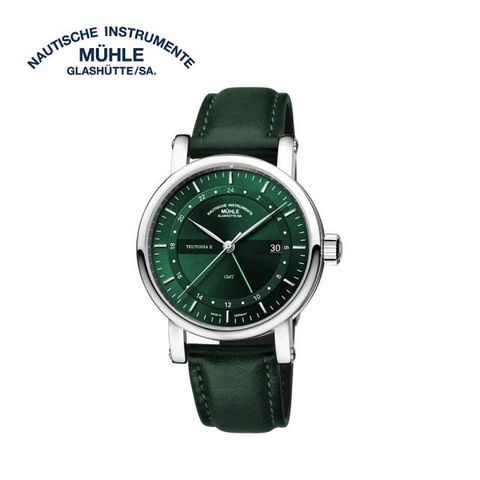 格拉蘇蒂·莫勒 GLASHUTTE Teutonia II GMT 經典系列M1-33-96-LB-II 森林綠機械手錶(機械錶 男錶)