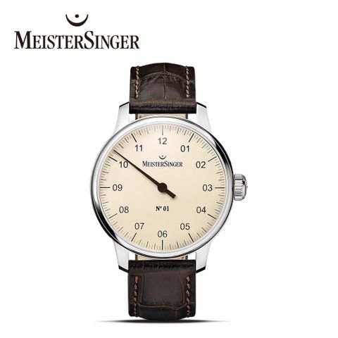 MeisterSinger 明斯特 AM3303 經典☆01-象牙色手動機械手錶(機械錶 鈴聲錶 單指針)