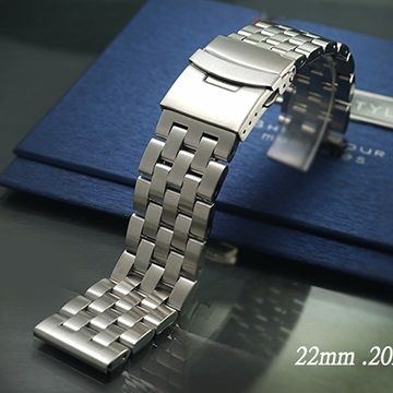 全新 不鏽鋼實心五珠型快拆式摺疊扣-金屬錶帶 ( 22mm.20mm )