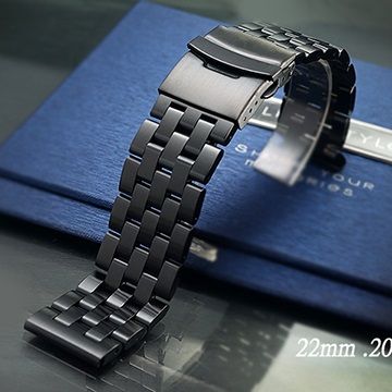 全新 不鏽鋼實心五珠型快拆式摺疊扣-金屬錶帶 ( 22mm.20mm )