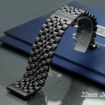 不鏽鋼實心七珠快拆摺疊扣-金屬錶帶 ( 22mm.20mm )