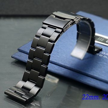 全新 不鏽鋼實心三板摺疊扣-金屬錶帶 ( 22mm.20mm )