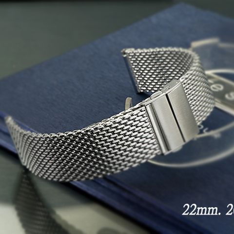 全新 不鏽鋼編織摺疊扣米蘭帶-金屬錶帶 (22mm.20mm.18mm)加厚型