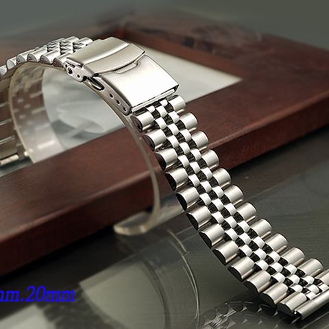 全新 不鏽鋼實心五珠摺疊扣-金屬錶帶 ( 22mm.20mm )