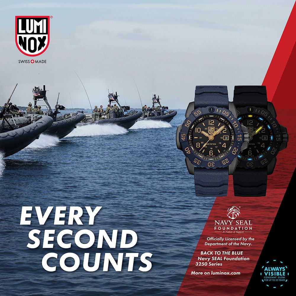 NOXSWSS MADE5055451082112NOX 492LUM6EVERYSECONDCOUNTSNAVY SEALFOUNDATIONA Nation of Officially Licensed by theDepartment of the Navy.BACK TO THE BLUENavy SEAL Foundation3250 SeriesMore on luminox.comALWAYSI VISIBLE ICONSTANT GLOWFOR UP TO 25 YEARS