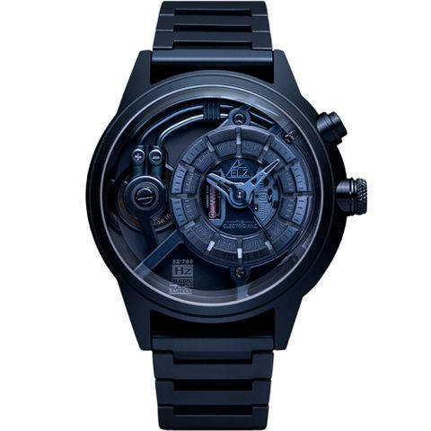 THE ELECTRICIANZ Steel Blue Z - Rubber 45mm 消光藍獨家電路發光手錶ZZ-A4C/04-MSB