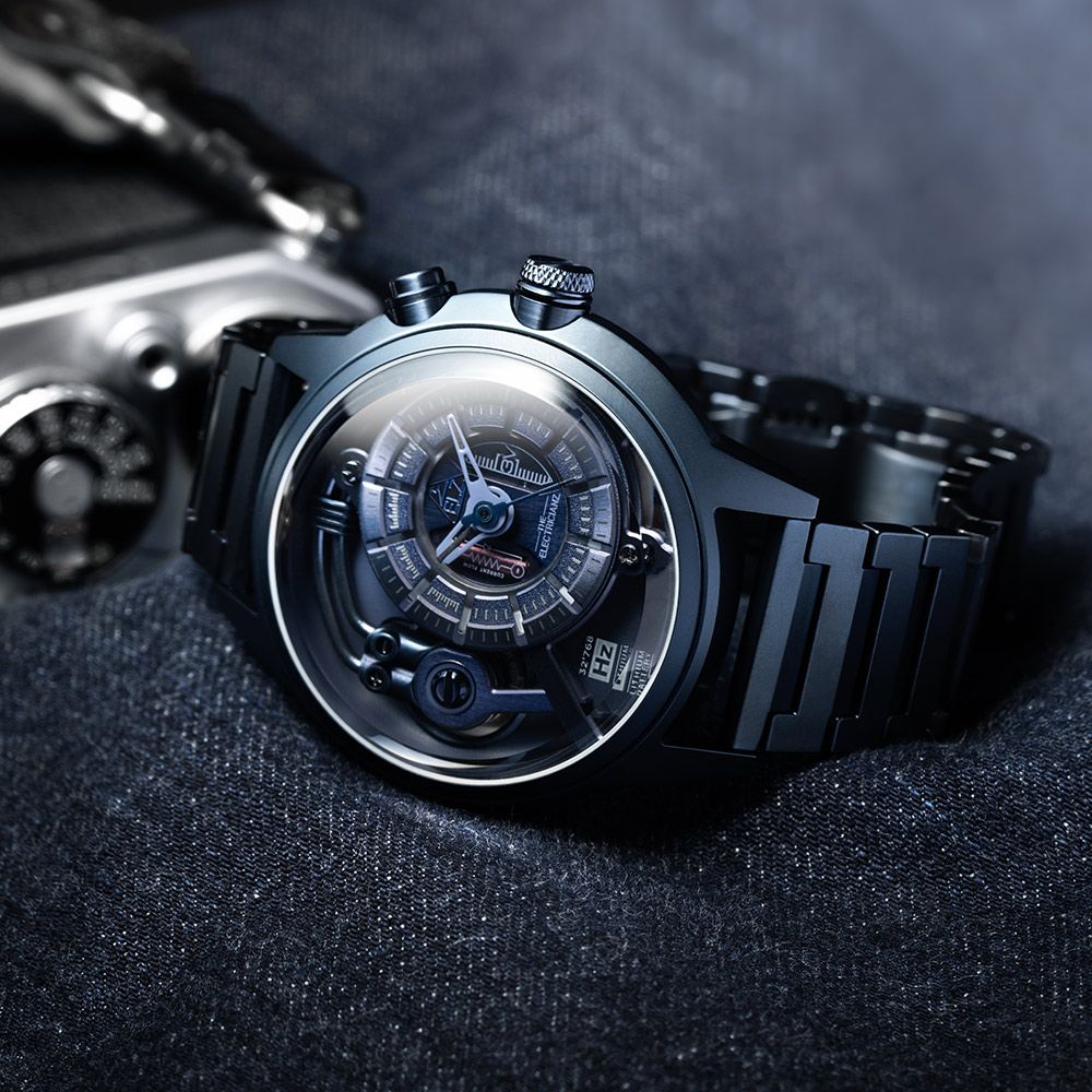 THE ELECTRICIANZ  Steel Blue Z - Rubber 45mm 消光藍獨家電路發光手錶-ZZ-A4C/04-MSB