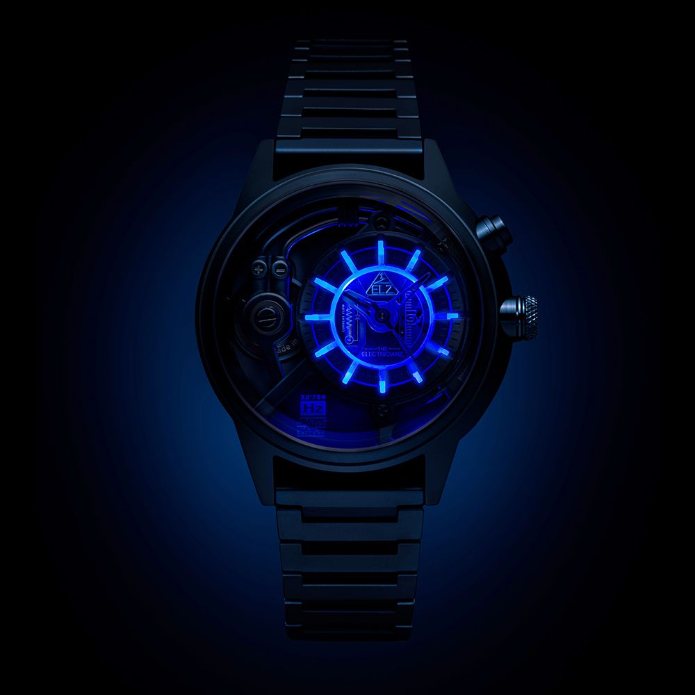 THE ELECTRICIANZ  Steel Blue Z - Rubber 45mm 消光藍獨家電路發光手錶-ZZ-A4C/04-MSB