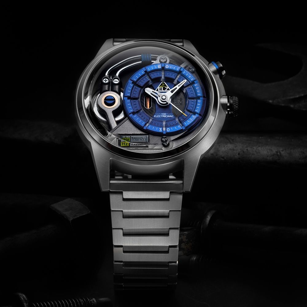 THE ELECTRICIANZ Steel Stone Z - Metal 45mm 槍色 獨家電路發光手錶-ZZ-A3C02-MSS