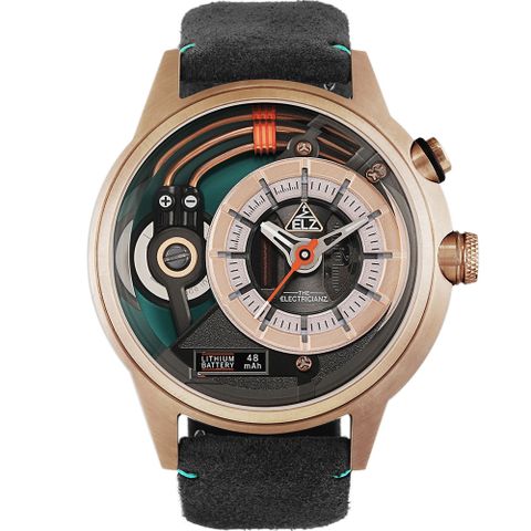 THE ELECTRICIANZ Steel Cazino 45mm玫瑰金色 獨家電路發光手錶-ZZ-A3C/04-CLC