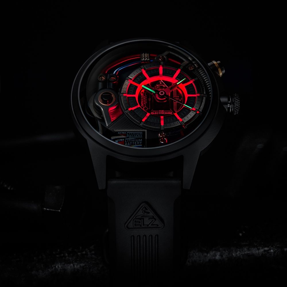 THE ELECTRICIANZ Steel Dark Z 45mm 獨家電路發光手錶-ZZ-A3C/05-CRD