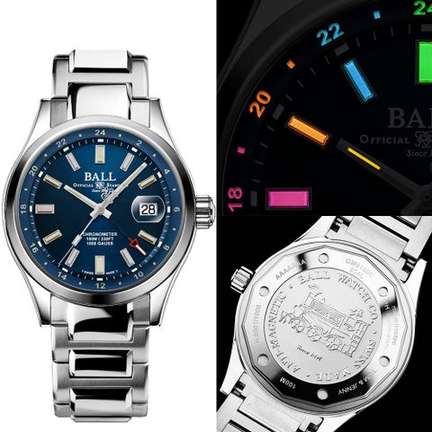 Ball 波爾 錶 工程師 III GMT 天文台認證彩虹氚氣燈管限量機械錶-41mm藍 GM9100C-S2C-BER