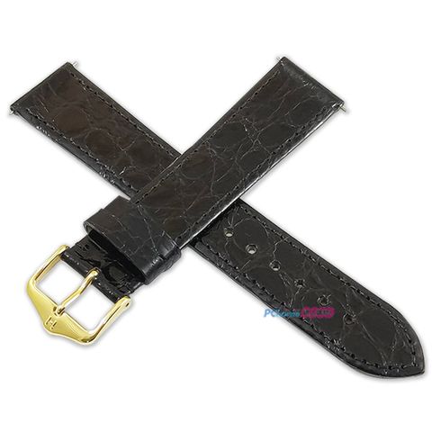 【海奕施 HIRSCH】01808050 鱷魚皮錶帶 Gen. Croco L 黑色 真皮 替用錶帶 亮面紋理 附工具