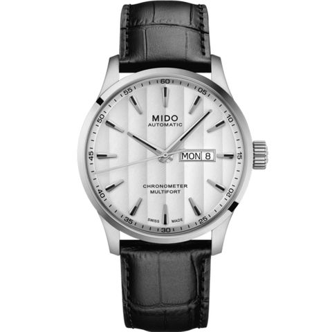 MIDO 美度 MULTIFORT CHRONOMETER 瑞士天文台認證 機械錶-M0384311603100/銀X黑皮