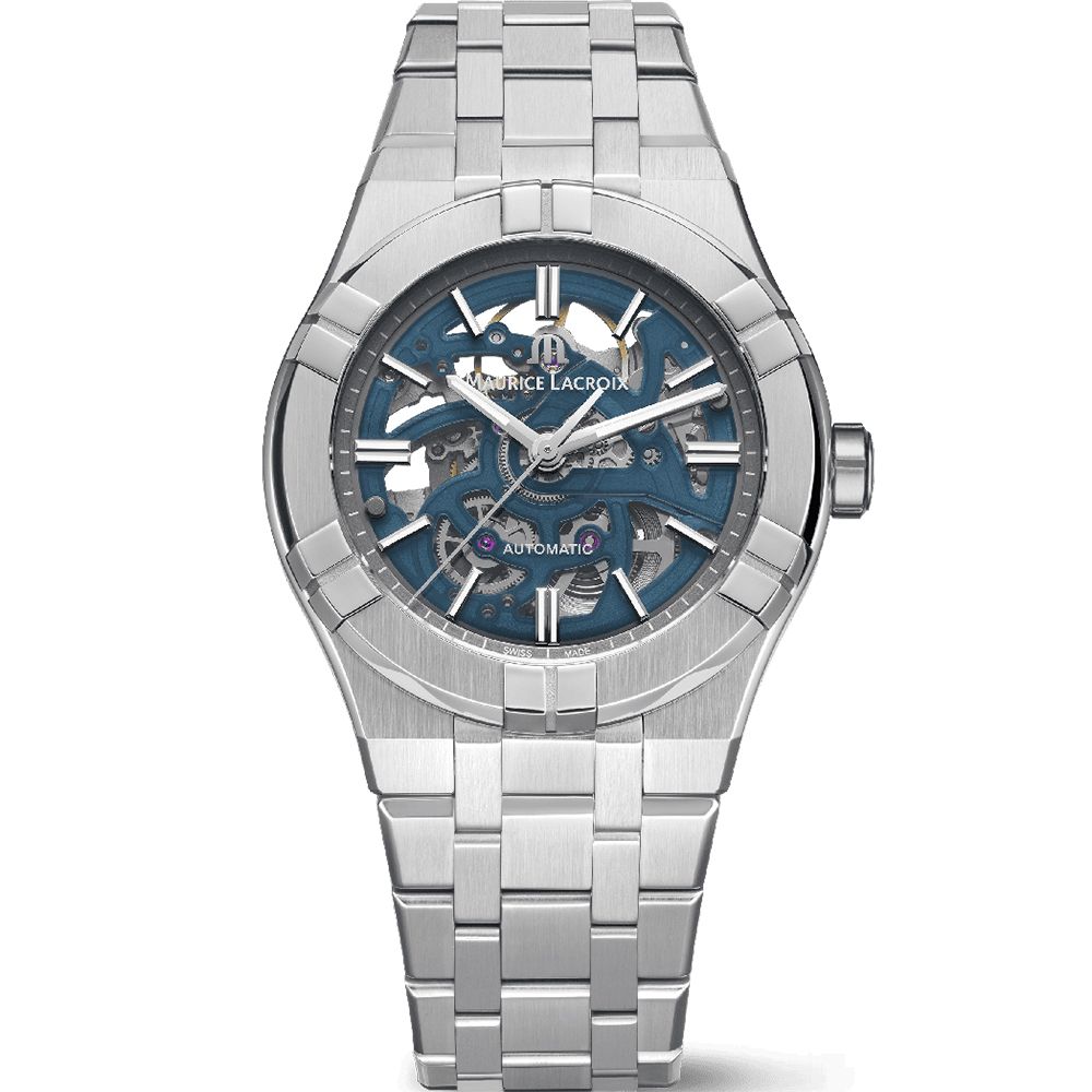 Maurice Lacroix 艾美 AIKON 鏤空機械錶-藍灰/39mm AI6007-SS002-031-1
