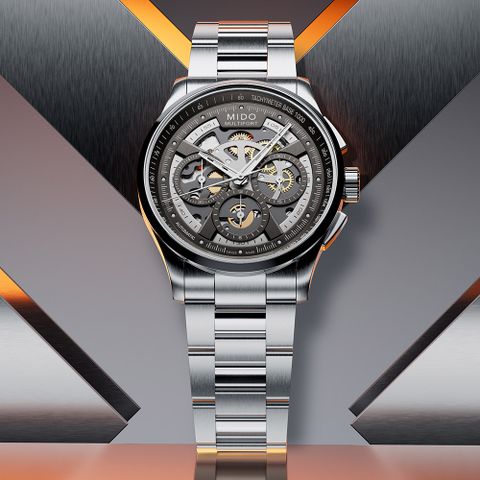 MIDO 美度 Multifort M038.662.11.060.00 廣告款 鏤空計時碼錶 機械錶-43mm M0386621106000