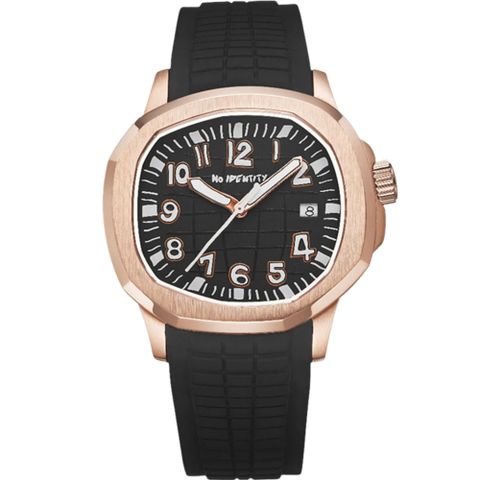 NO IDENTITY 金鸚手雷-黑金 玫瑰金色 機械錶 男錶 手錶-PP40SS011BM1