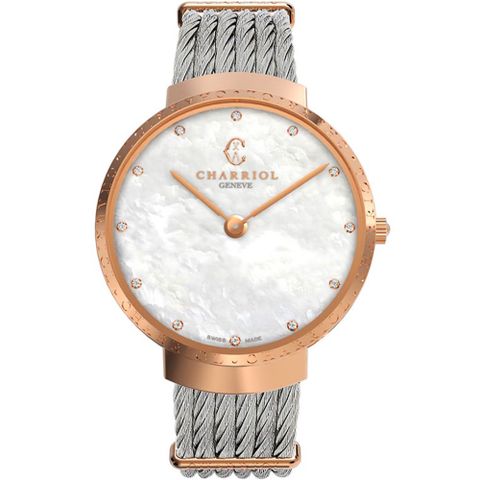 母親感恩月▼送禮推薦CHARRIOL 夏利豪 Slim系列 時尚鑽石鋼索腕錶-34mm ST34CP560015