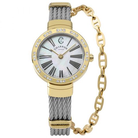 CHARRIOL 夏利豪ST-TROPEZ經典鎖鍊手鐲腕錶(ST25YD.500.009)x金色x25mm