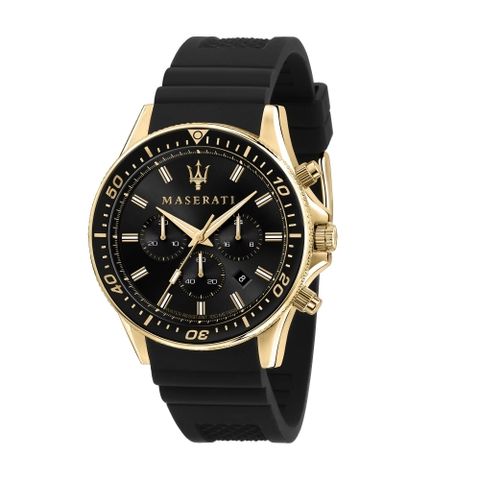 MASERATI 瑪莎拉蒂 經典SFIDA三眼矽膠錶帶腕錶44mm(R8871640001)